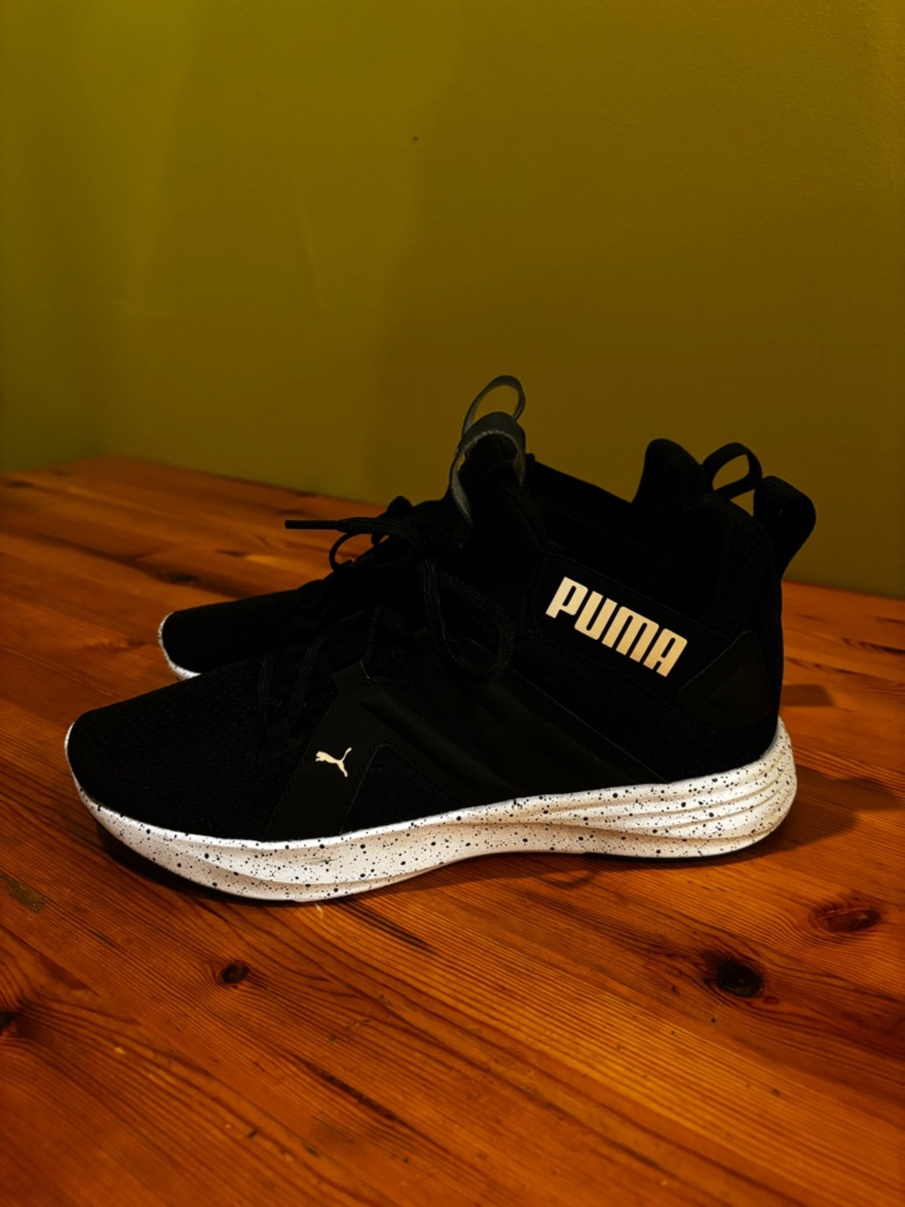 Puma Black Knit High-Top Sneakers with Speckled White Sole0931 - Picture 2 of 10